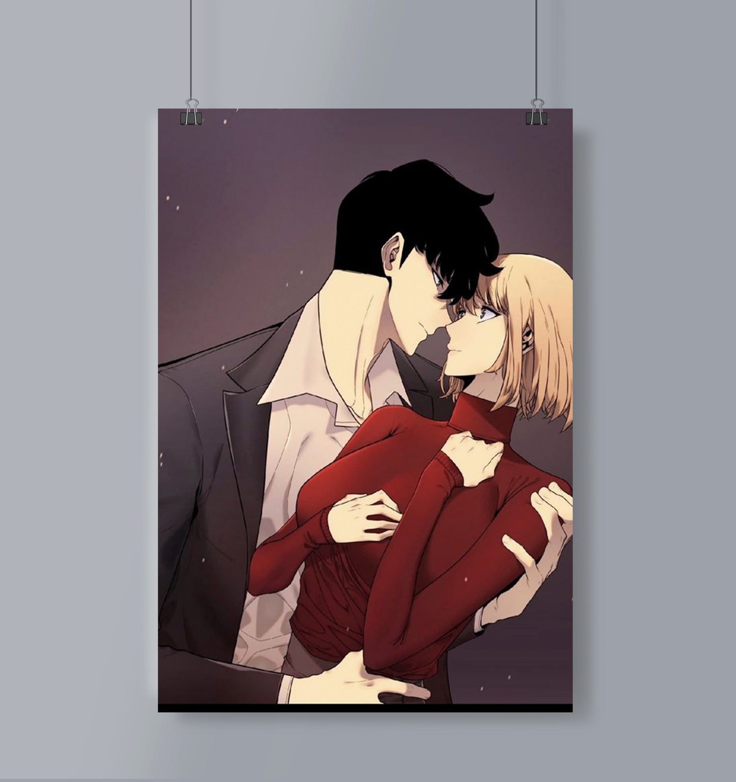 Sung Jin Woo with Cha Hae-In Romantic Poster Portrait Solo Leveling