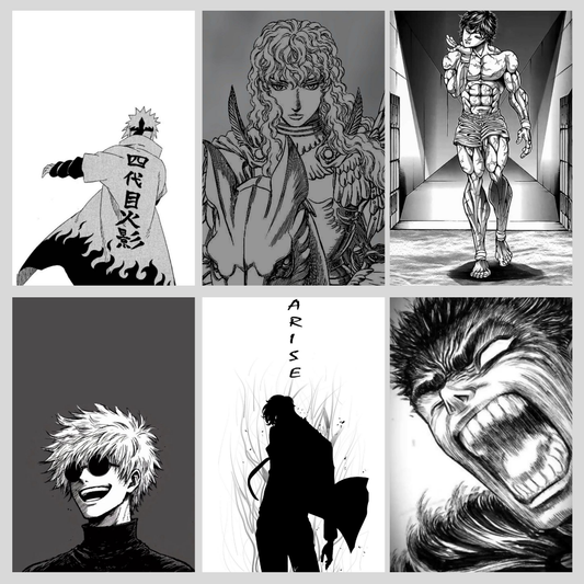 Minato, Baki, Guts ,Griffith , Gojo and Baki Poster Combo