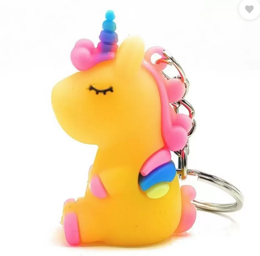 Cute Sleeping Rubber Yellow Unicorn Silicone Keychain Key Chain