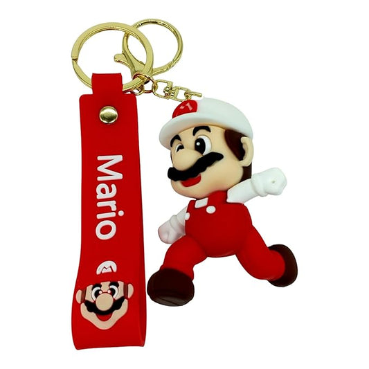 Cute White & Red Mario Running 3D Silicone Keychain