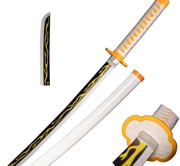 Zenitsu's practice wooden Katana (104 cms) with Katana Stand