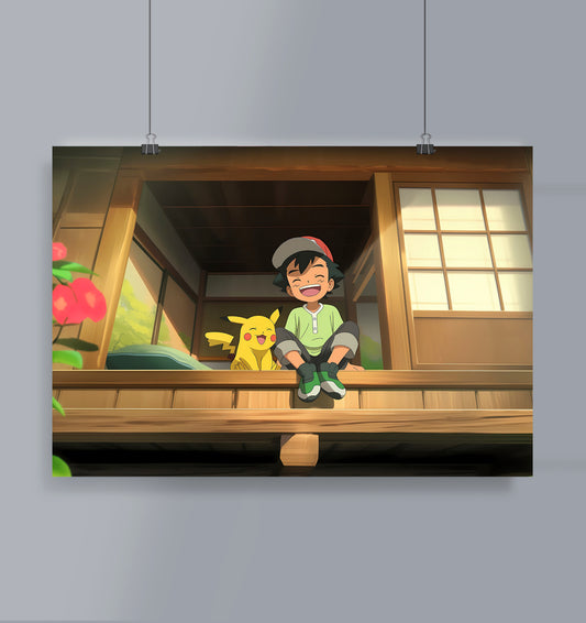 Ash and Pikachu Poster Landscape Pokemon