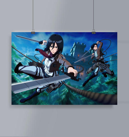 Mikasa and Levi Poster 13*19 Landscape Attack on Titan