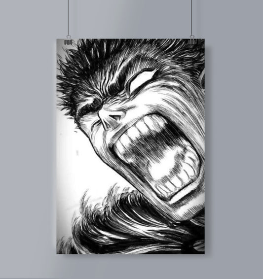 Guts Screaming Poster 19*13 Portrait Berserk