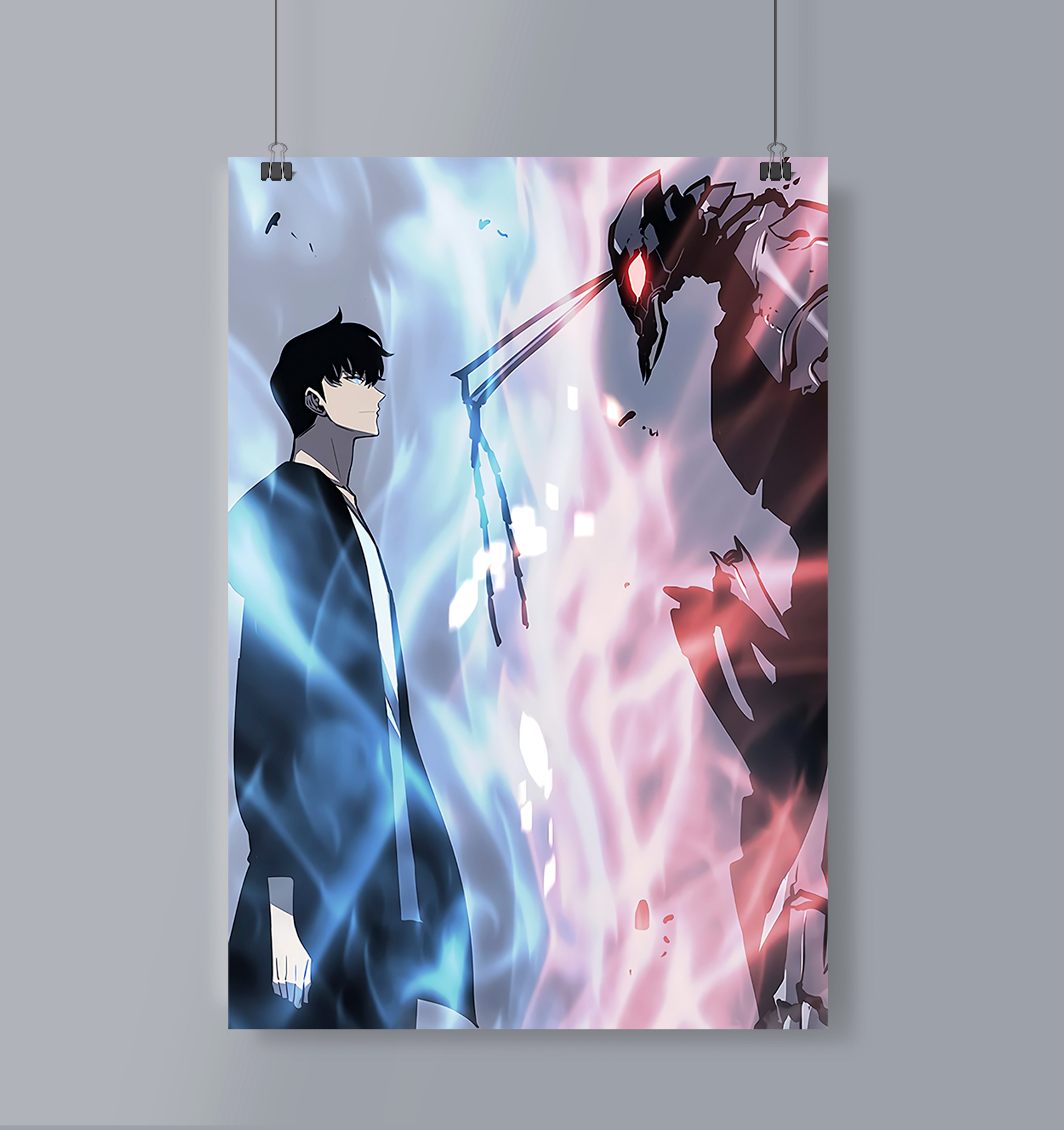 Sung Jin woo Vs Ant King Beru Poster Portrait Solo Leveling Mangastore sung-jin-woo-vs-ant-king-beru-poster-portrait-solo-leveling-mangastore